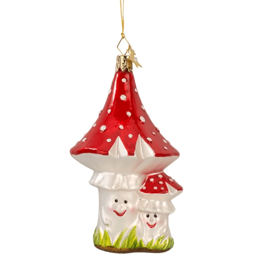 "Poesie in Glas Mushroom Couple Figurine - Handcrafted Decorative Ceramic Statue for Home & Garden"