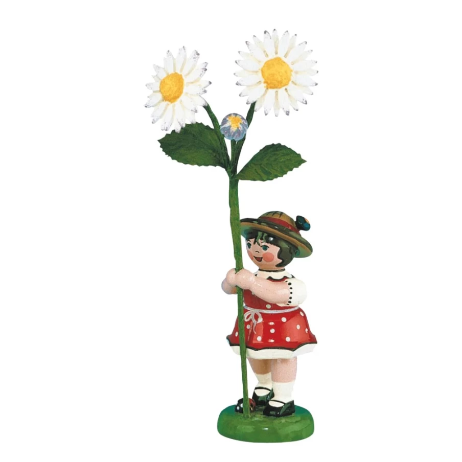 "Hubrig Volkskunst Handmade Flower Children Daisies Decorative Art Piece"