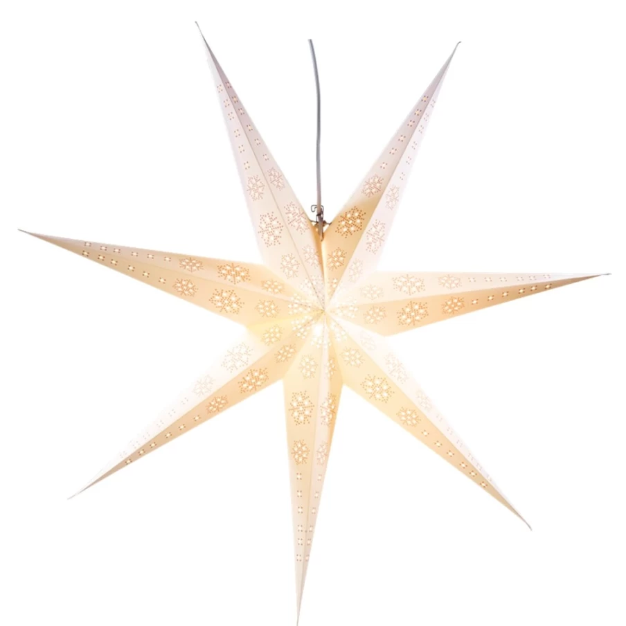 KONSTSMIDE White Illuminated Hanging Paper Star Decor - 78cm LED Christmas Ornament for Indoor & Outdoor Holiday Lighting