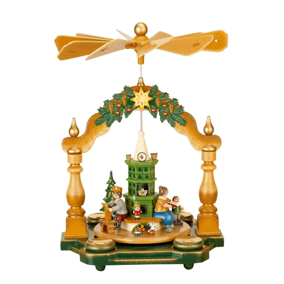 "Hubrig Volkskunst Pyramid Christmas Decoration – Grandma's Festive Parlour Scene"