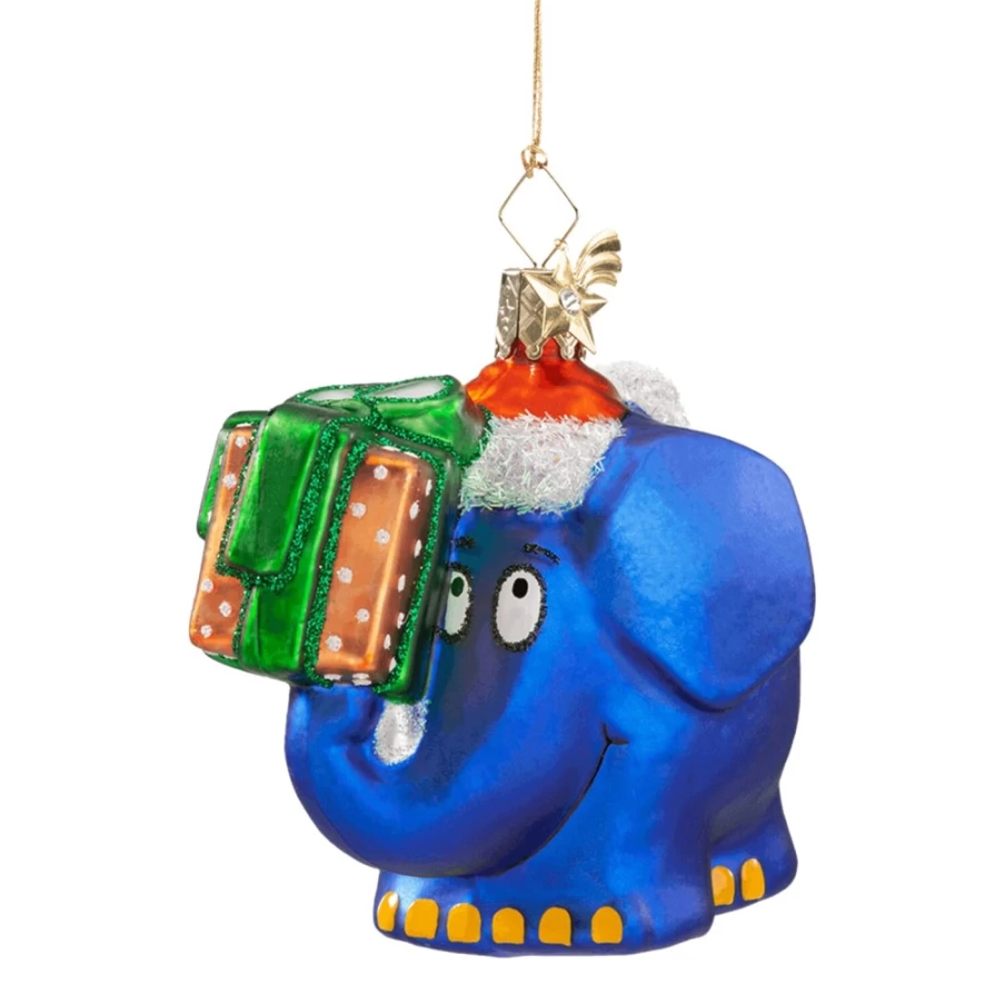 "Poesie in Glas The Elephant Dressed as Santa Claus - Festive Holiday Figurine"