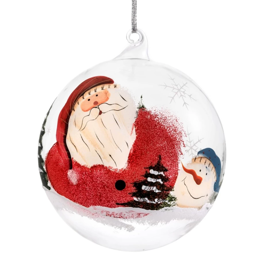 Käthe Wohlfahrt Clear Glass Santa Claus Christmas Bauble Ornament 12cm Handmade Holiday Decoration