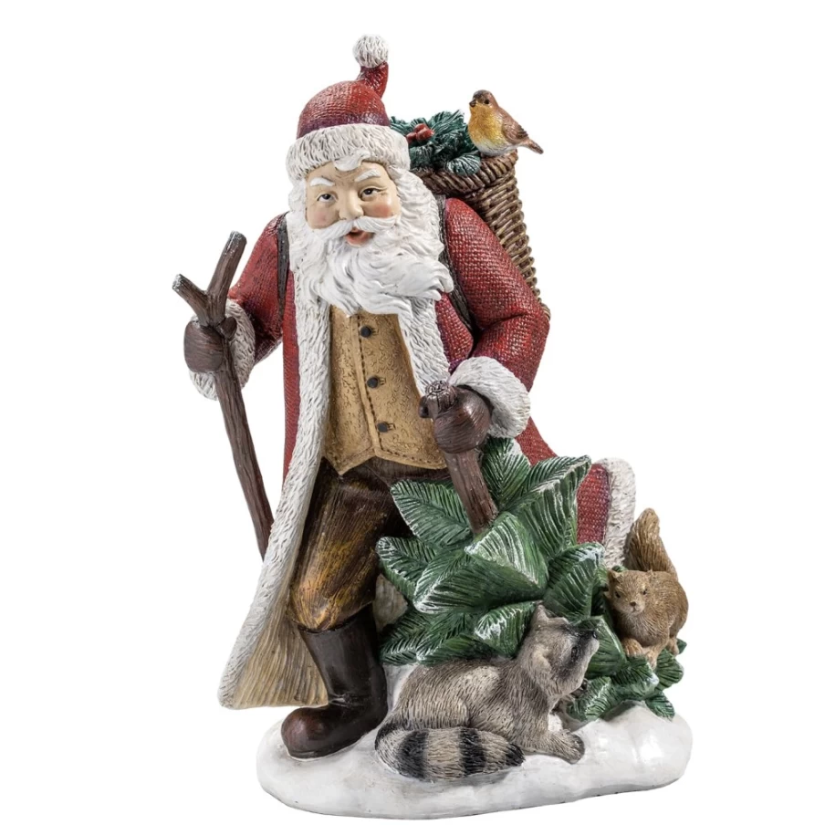 "Käthe Wohlfahrt Santa Claus Figurine with Adorable Animals - Christmas Decoration Collectible"