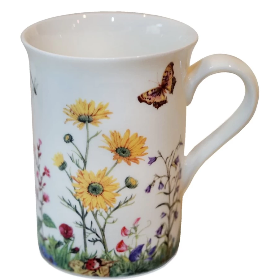 Käthe Wohlfahrt Hand-Painted Porcelain Mug "Flower Meadow" – Elegant Floral Design Tea Cup