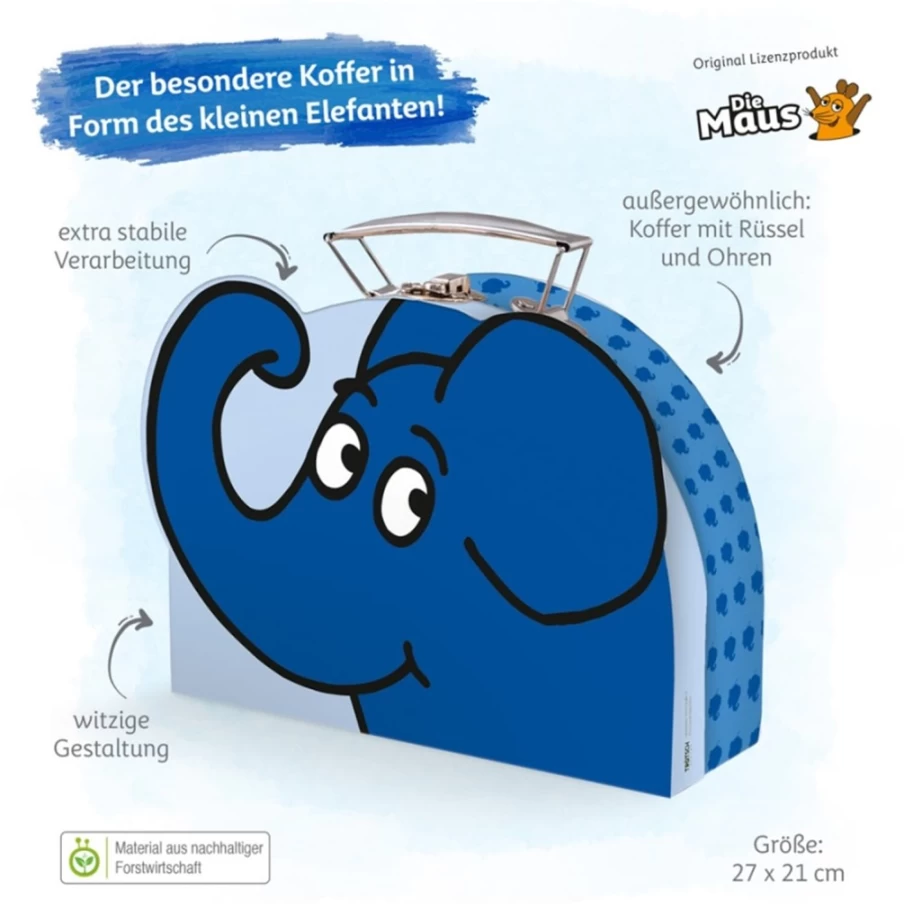 Trötsch Verlag Kids Suitcase "The Elephant" - Durable Children's Travel Luggage with Fun Animal Design