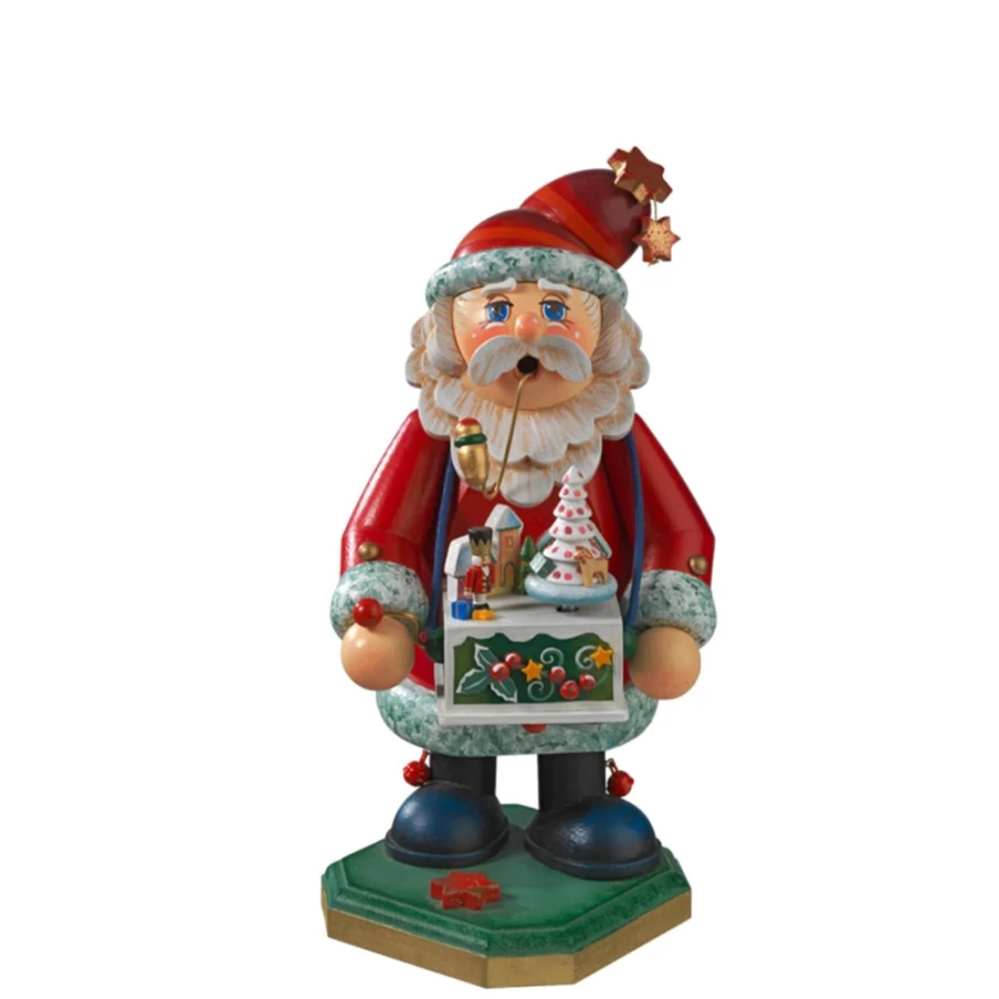 Käthes Original Santa With Music Box Incense Smoker - Handcrafted Wooden Christmas Decor with Festive Melody