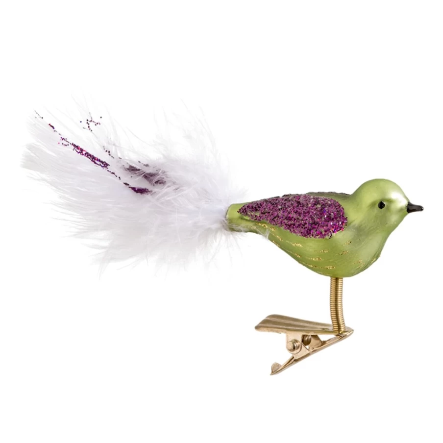 Poesie in Glas Bird Figurine - Elegant Green and Purple Handcrafted Decor