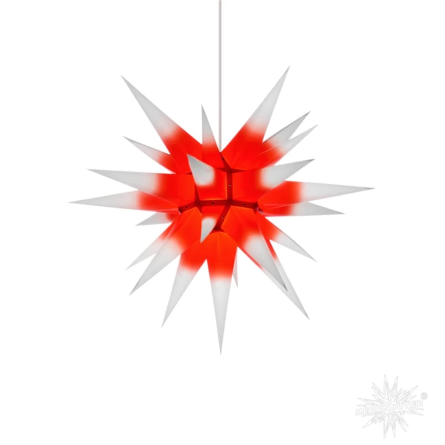 Herrnhuter Sterne 23.6 Inch Red and White Paper Star – Traditional German Christmas Decoration