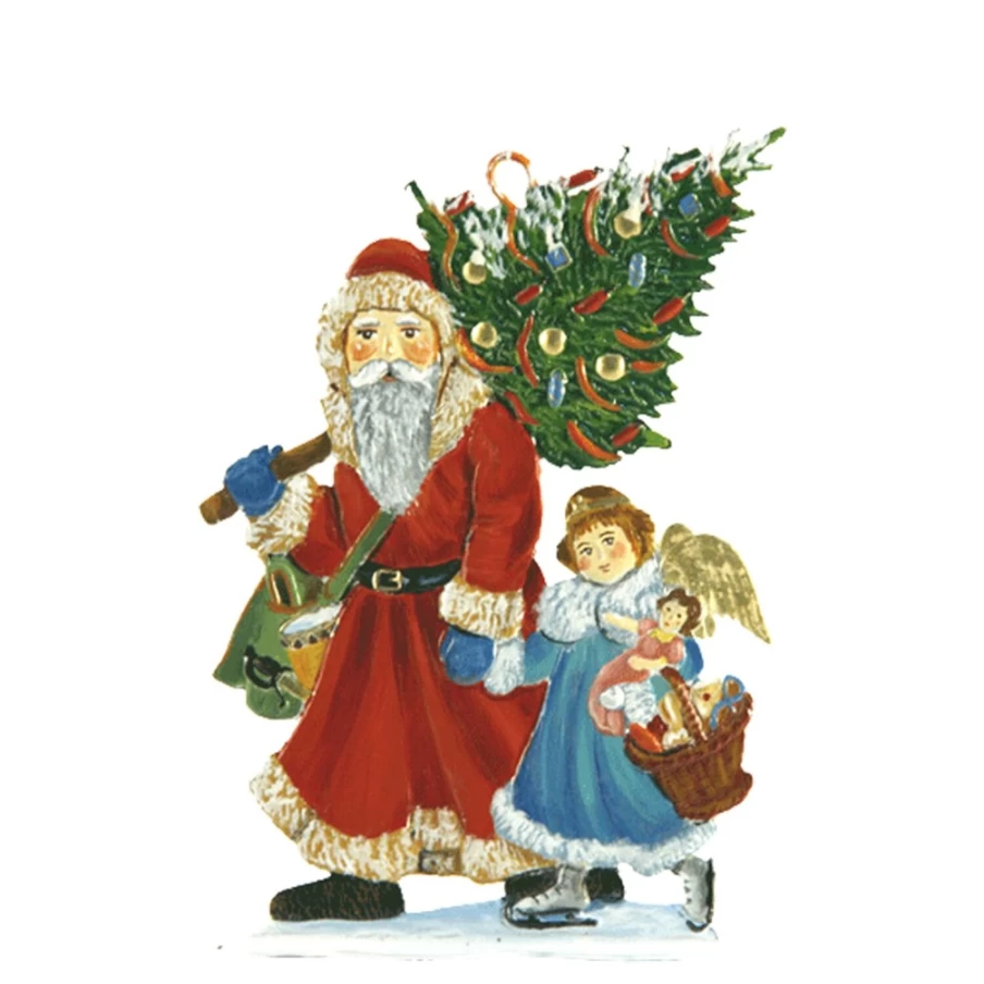 "Käthes Original Santa With Angel Christmas Figurine – Handcrafted German Holiday Decoration"