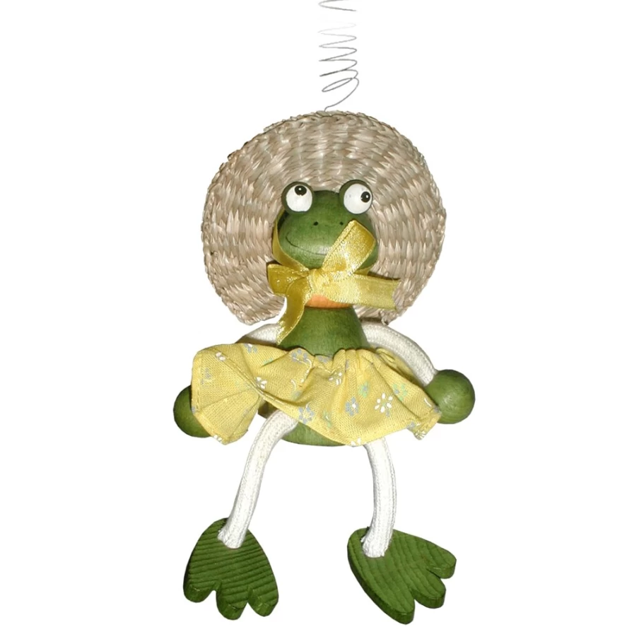 Käthe Wohlfahrt Handmade Swinging Frog Figure with Dress - Decorative Collectible
