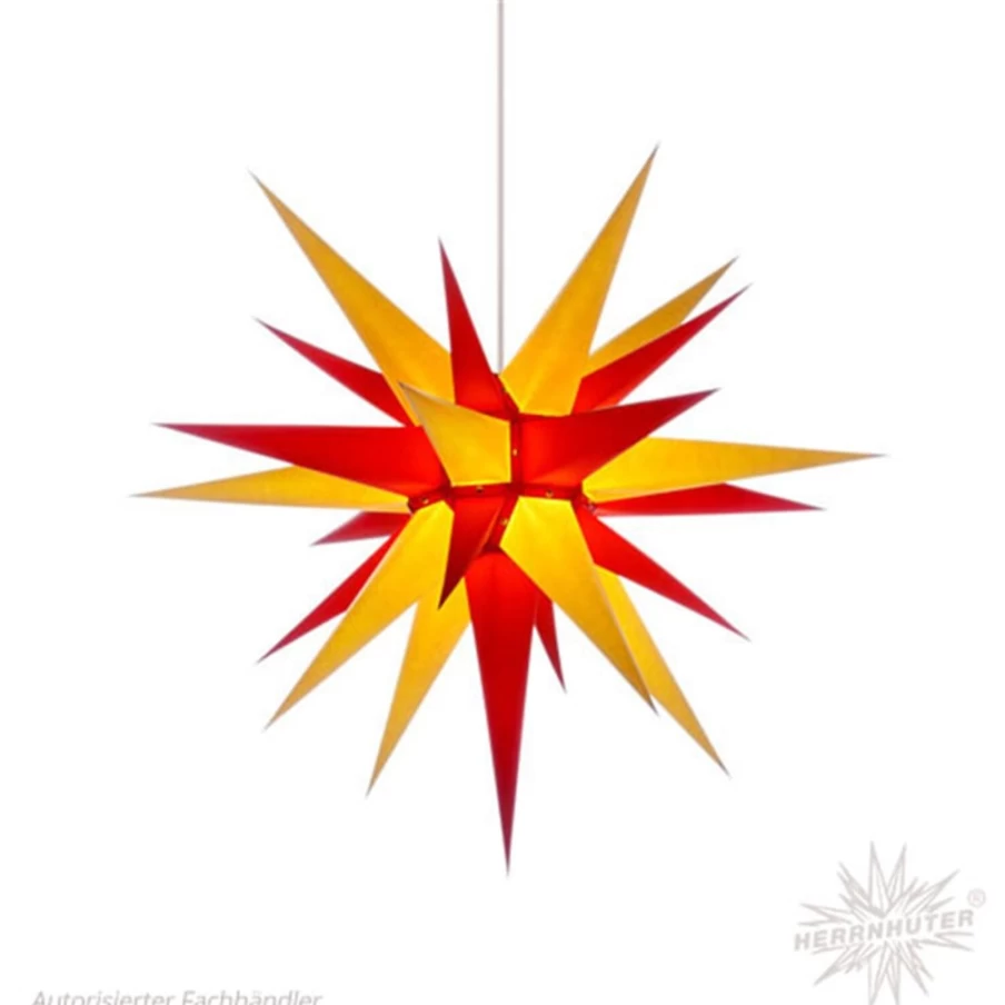 Herrnhuter Sterne Premium 27.6 Inch Christmas Paper Star Decoration, Traditional Red and Yellow German Folded Star, Holiday Home Decor