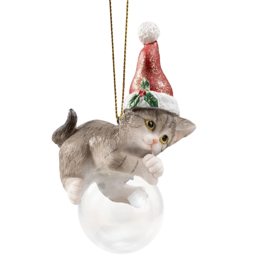 "Käthe Wohlfahrt Brown Kitten Christmas Bauble Ornament"
