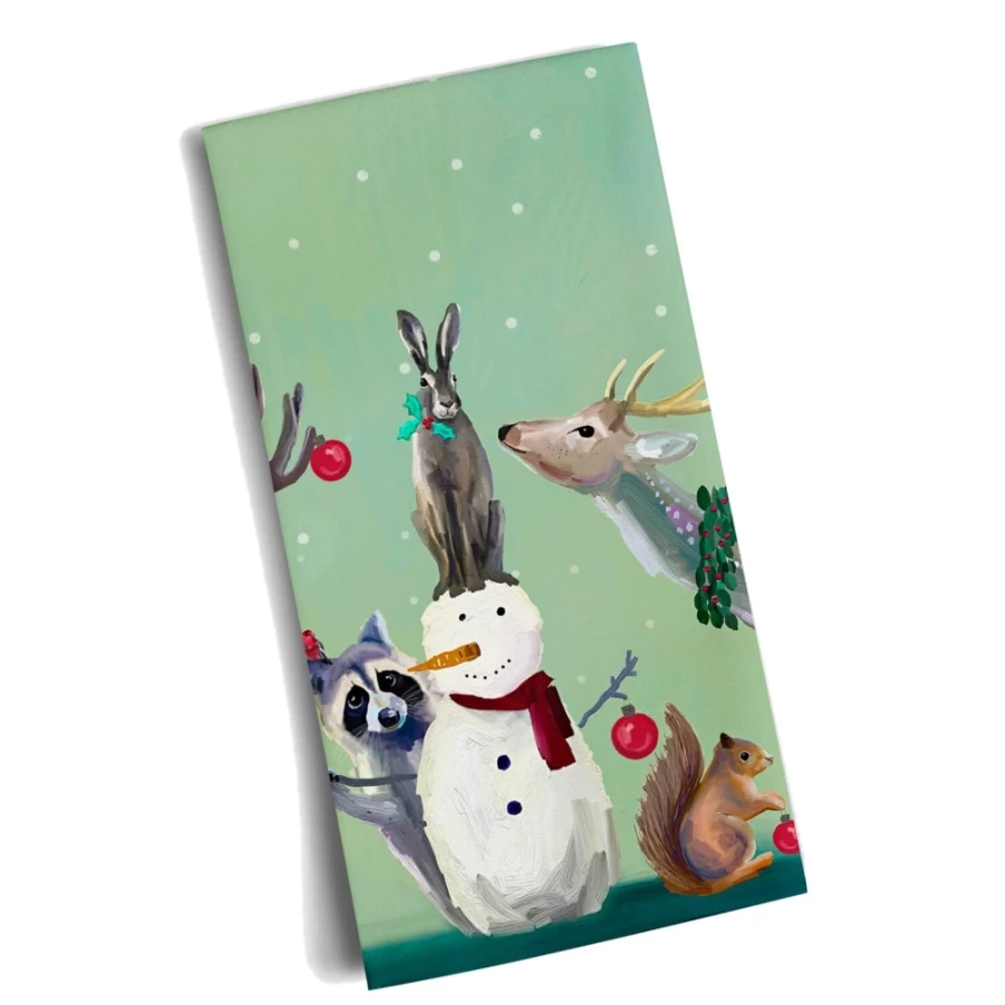 Käthe Wohlfahrt Christmas Snowman & Festive Animals Holiday Tea Towel