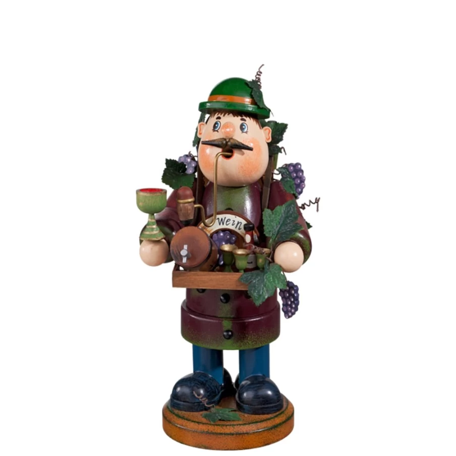 Käthes Original Holzknödeln "Wine Merchant" Incense Smoker - Handcrafted German Smoking Figure for Home Decor