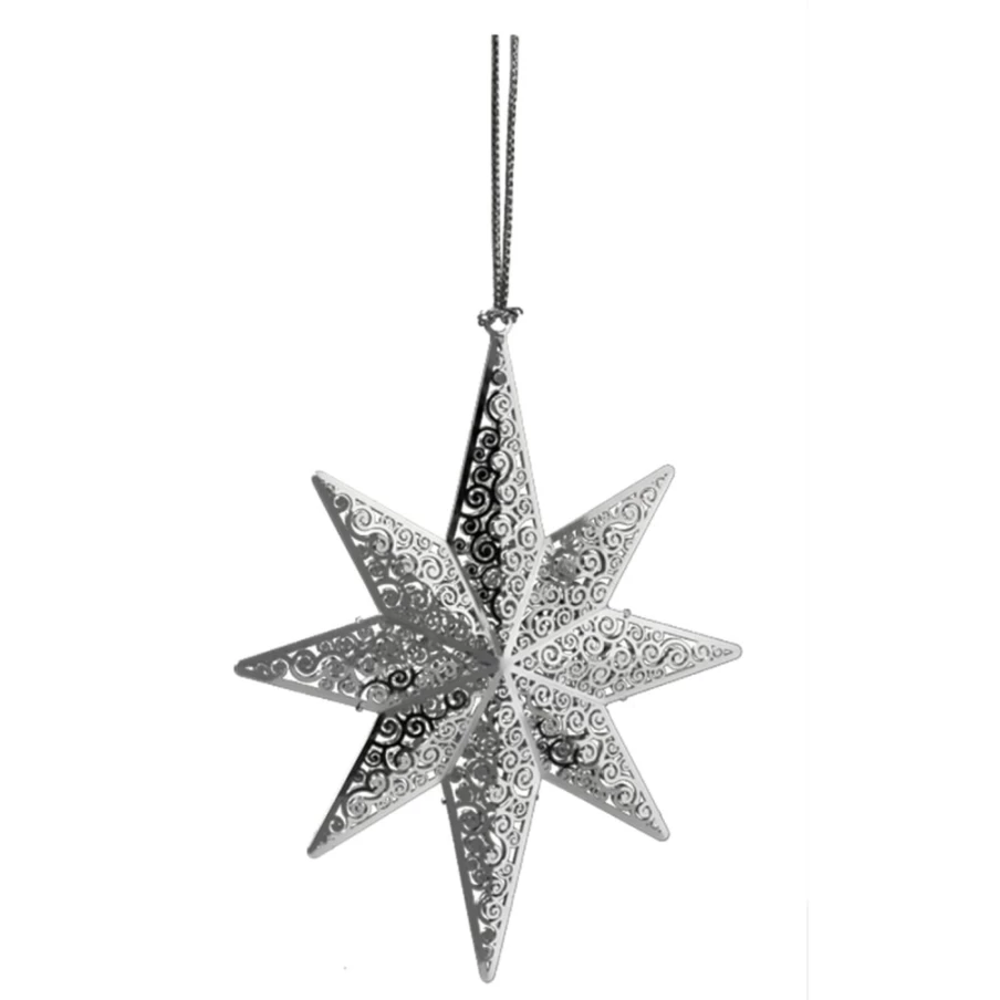 "Käthe Wohlfahrt Silver Star Christmas Ornament – Handcrafted Holiday Decoration"