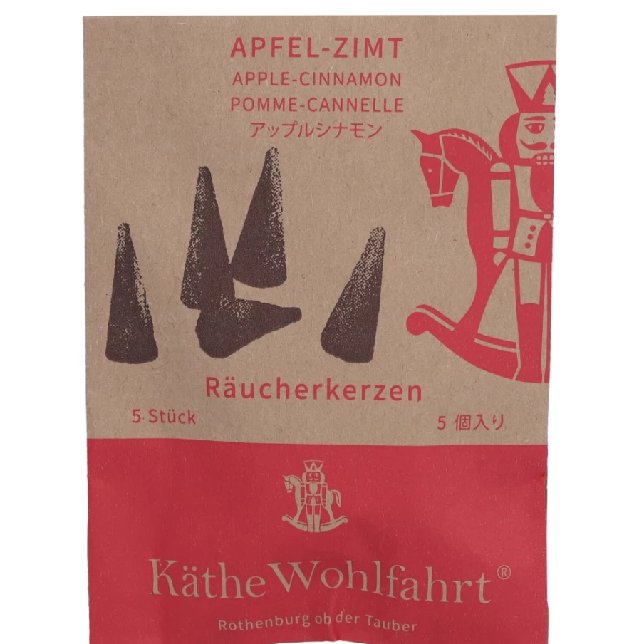 Käthe Wohlfahrt Apple Cinnamon Scented Incense Cones - Large Aromatic Holiday Cones for Home Fragrance