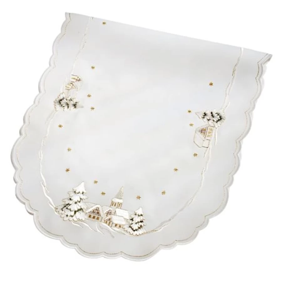 "Käthe Wohlfahrt Winter Village Tablecloth 11x23 Inch Festive Holiday Dining Decor"