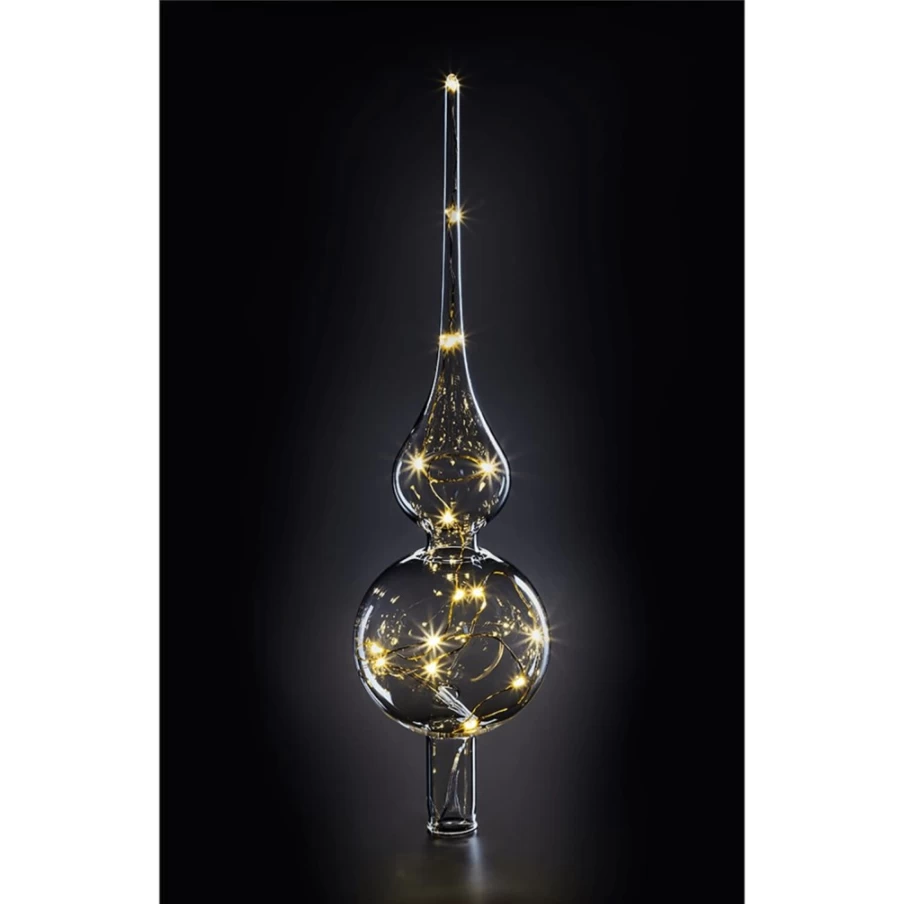 Krinner Lumix LED Double Ball Tree Topper - Clear Christmas Tree Decoration