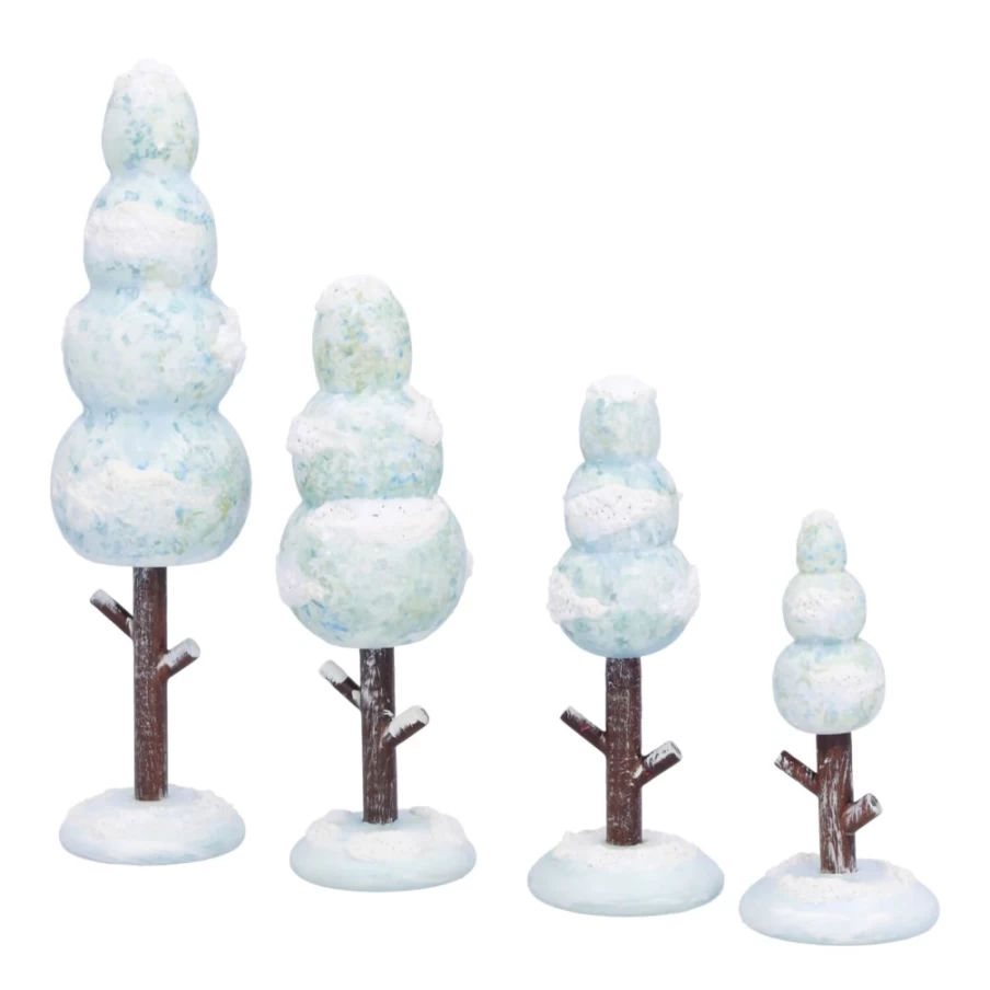 Kindertraum 4-Piece Winter Trees Set for Holiday Decor