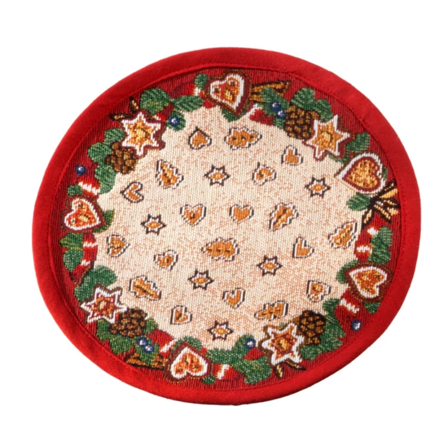 "Käthe Wohlfahrt Gingerbread Themed Christmas Tablecloth – 9.05 Inch Round Holiday Dining Decor"