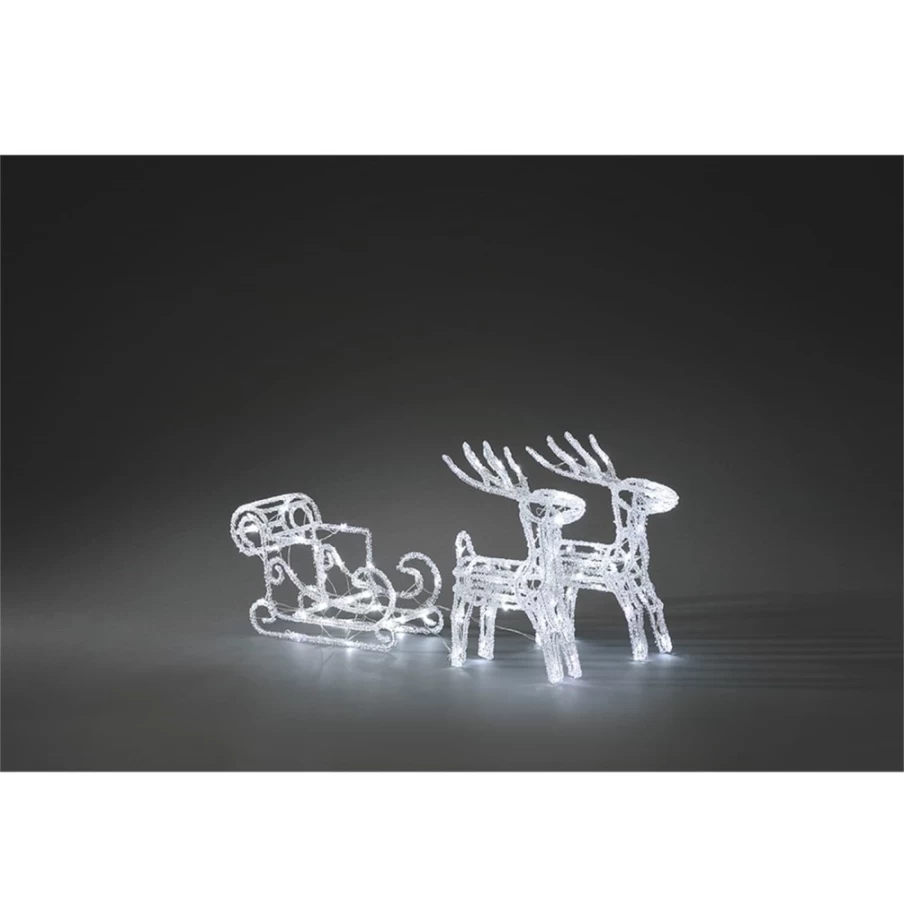 KONSTSMIDE LED Acrylic Sleigh Decor with Reindeer for Christmas Lighting
