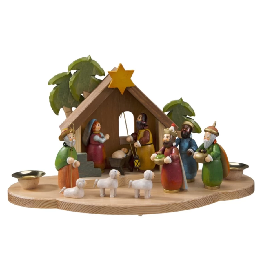 Käthes Original Christmas Manger Candle Holder - Nativity Scene Decor for Holiday Tabletop