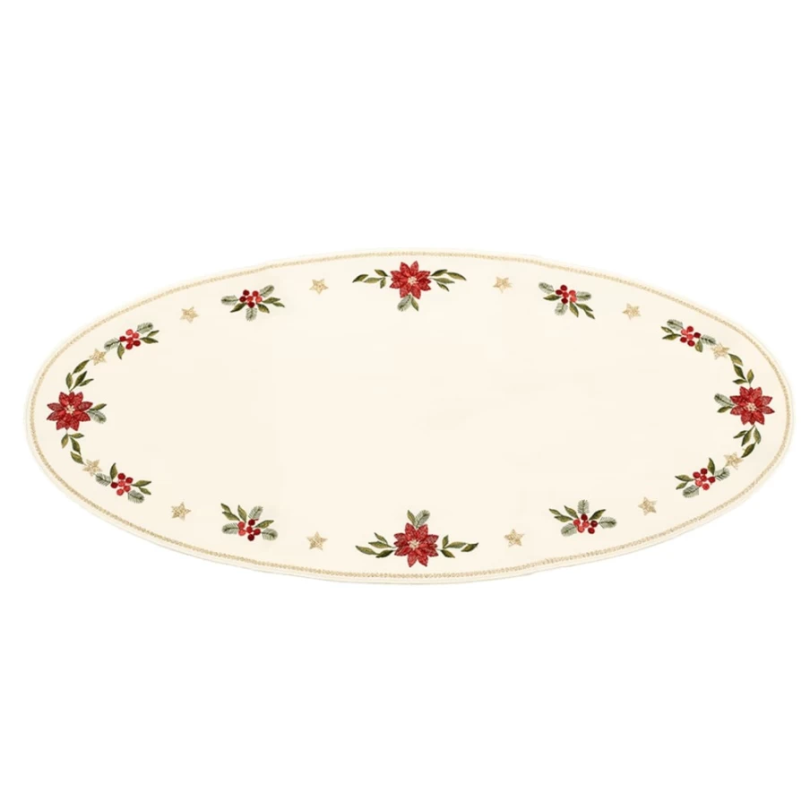 "Käthe Wohlfahrt Poinsettia Christmas Tablecloth 11 x 22.8 Inches Festive Holiday Dining Decor"