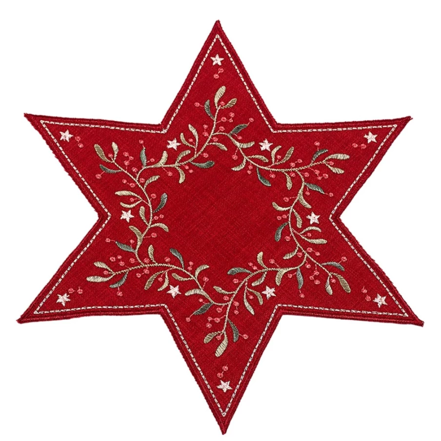 "Käthe Wohlfahrt Mistletoe Christmas Tablecloth Round 11 Inch Holiday Dining Decor"