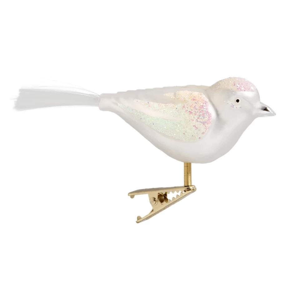 Poesie in Glas White Glass Bird Figurine - Elegant Handcrafted Home Decor