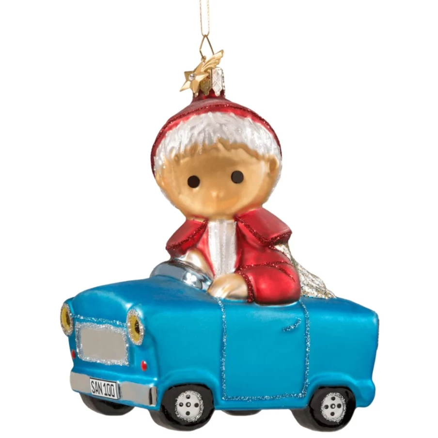 "Poesie in Glas Sandmännchen Car Decoration – Handmade German Glass Figurine for Your Vehicle"