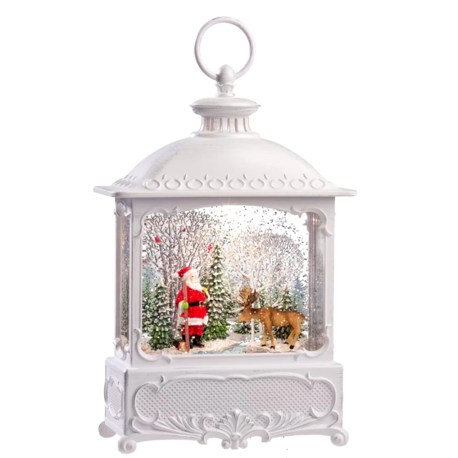 KONSTSMIDE LED Snow Lantern - Santa with Moose Outdoor Christmas Decoration