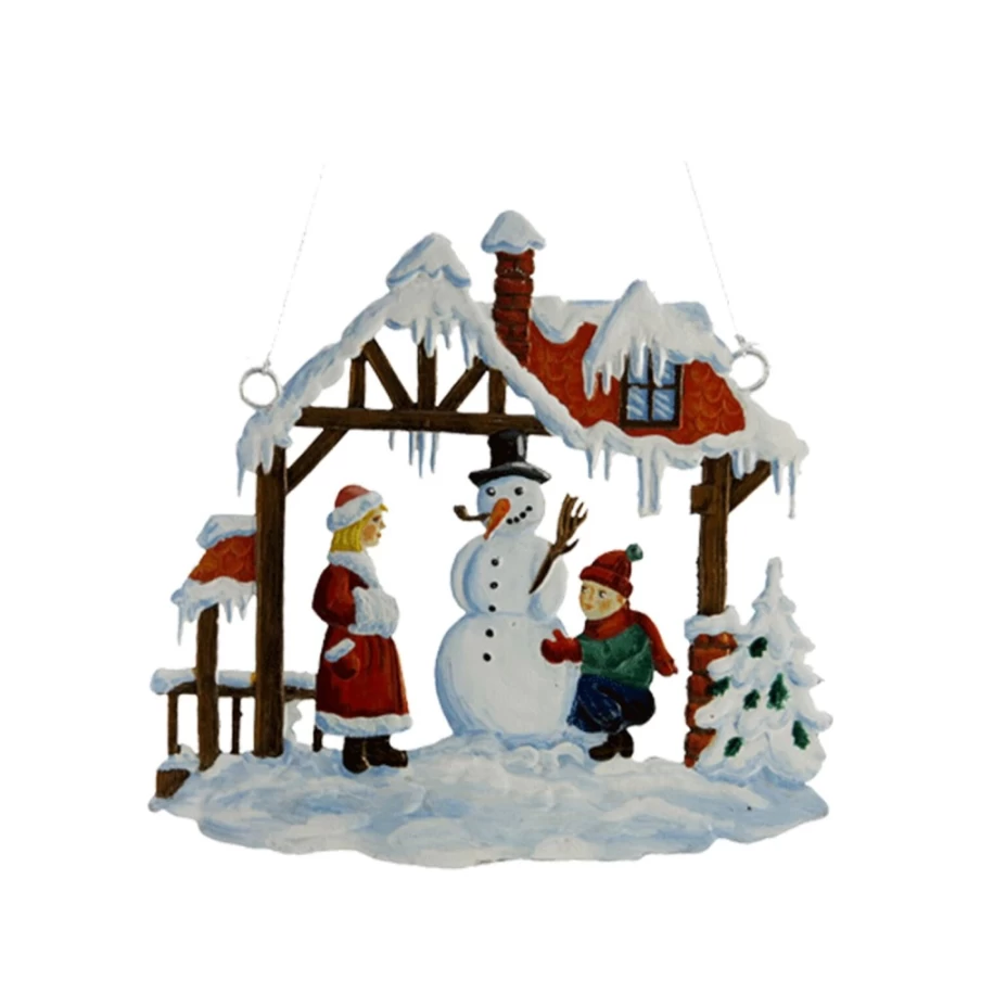 "Käthes Original Handcrafted Building A Snowman Christmas Ornament – Festive Holiday Decoration"