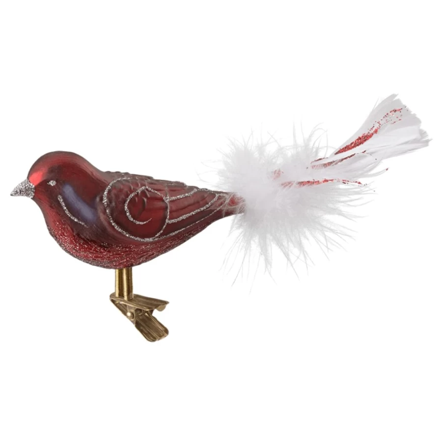 Poesie in Glas Bird Figurine - Elegant Burgundy & Silver Decorative Collectible