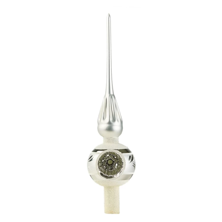 "Käthe Wohlfahrt Silver Tree Topper with Shimmering Star Decoration – Elegant Christmas Decor"