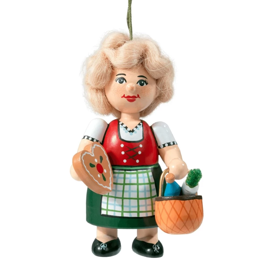 "Käthes Original Bavarian Girl Wooden Figurine – Handcrafted German Folk Art Decor"