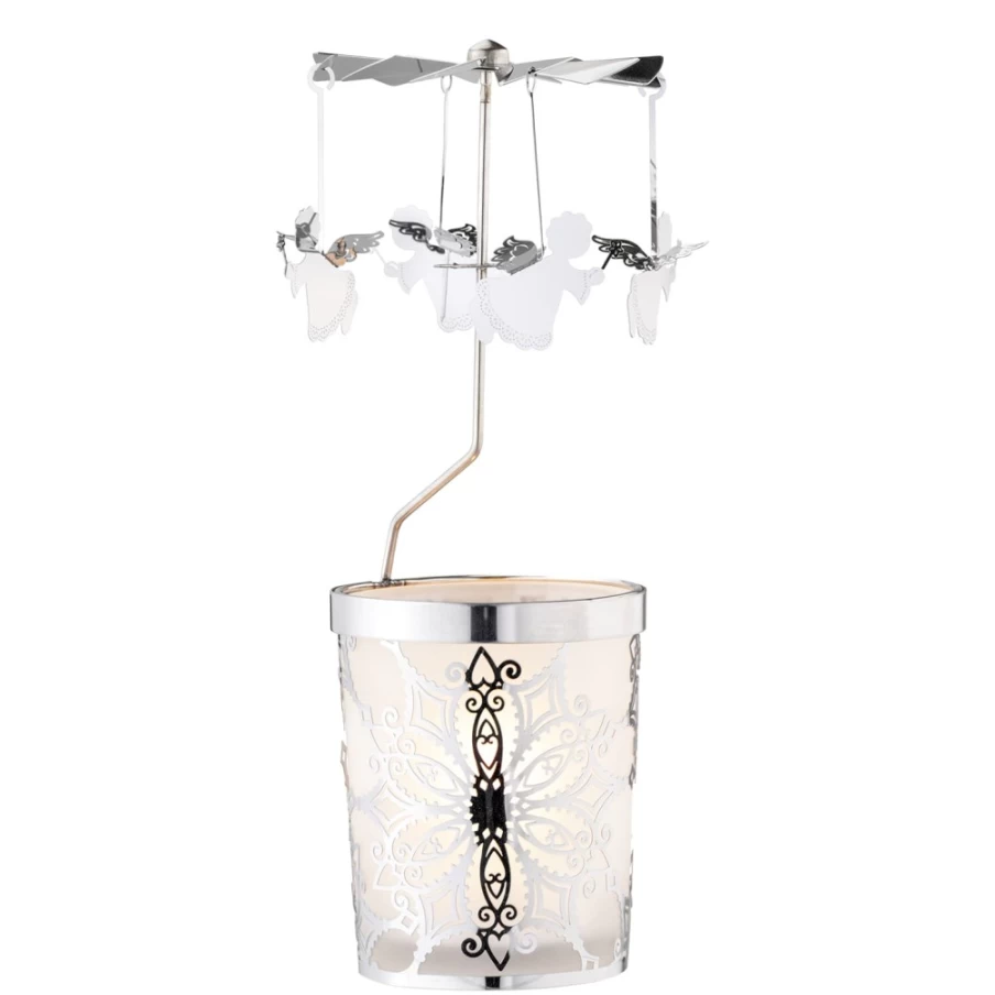 "Käthe Wohlfahrt Silver Tealight Angel Mobile – Decorative Hanging Ornament"