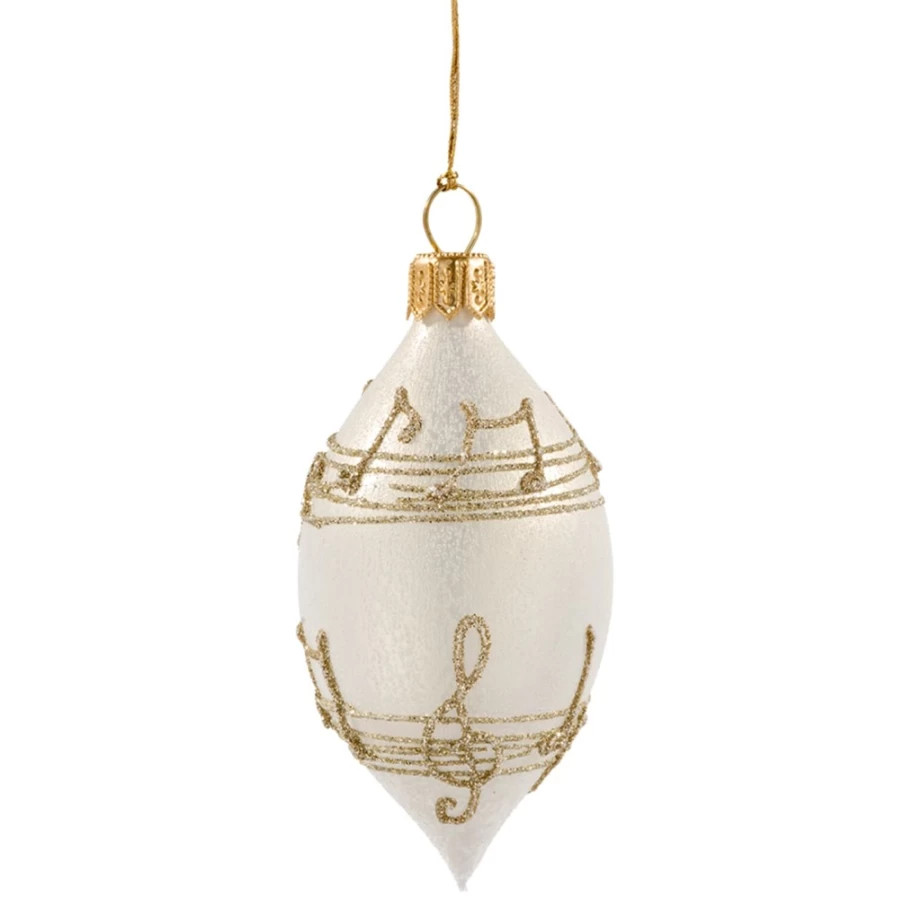 "Käthe Wohlfahrt Olive Creme Musical Notes Christmas Ornament - Handcrafted Holiday Decor"