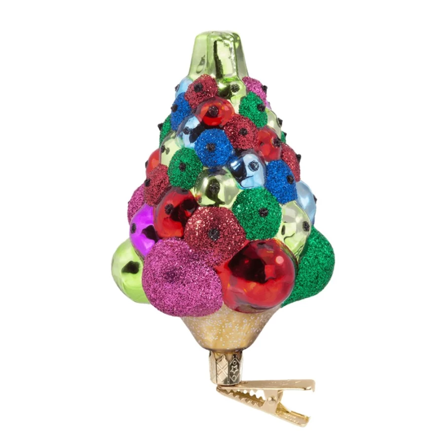 "Poesie in Glas Multicolored Cone Baubles – Decorative Glass Ornaments"