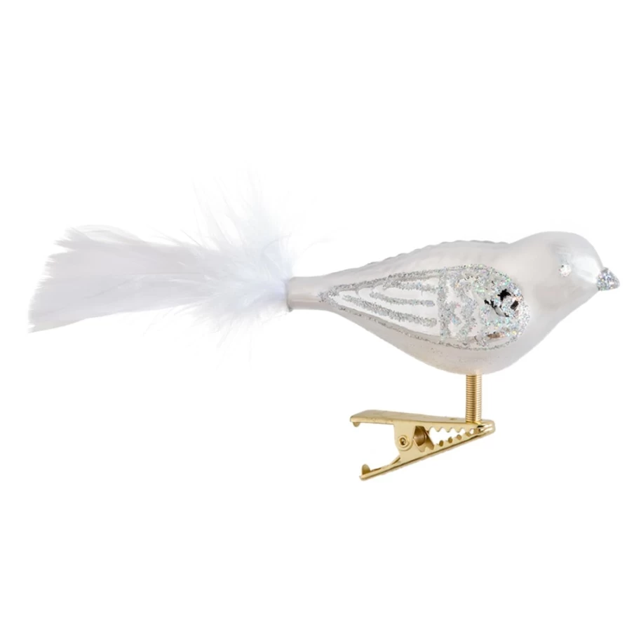 "Poesie in Glas White-Silver Glass Bird Decorative Figurine"