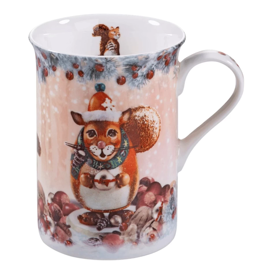 Käthe Wohlfahrt Christmas Squirrel Porcelain Mug - Festive Holiday Gift Collectible