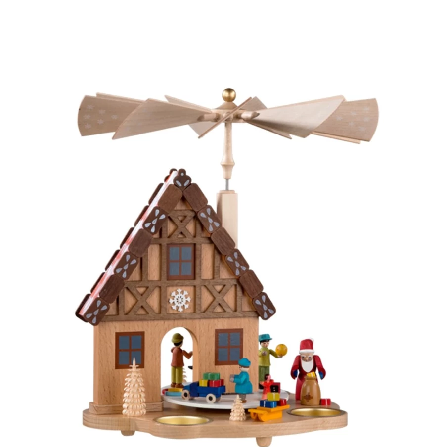 Richard Glässer Tealight Pyramid - Festive Gingerbread House LED Candle Holder for Christmas Decor