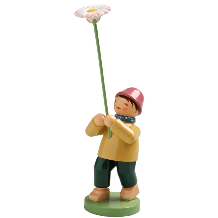 "WENDT & KÜHN Collectible Boy With Daisy Figurine – Handcrafted German Porcelain Decor"