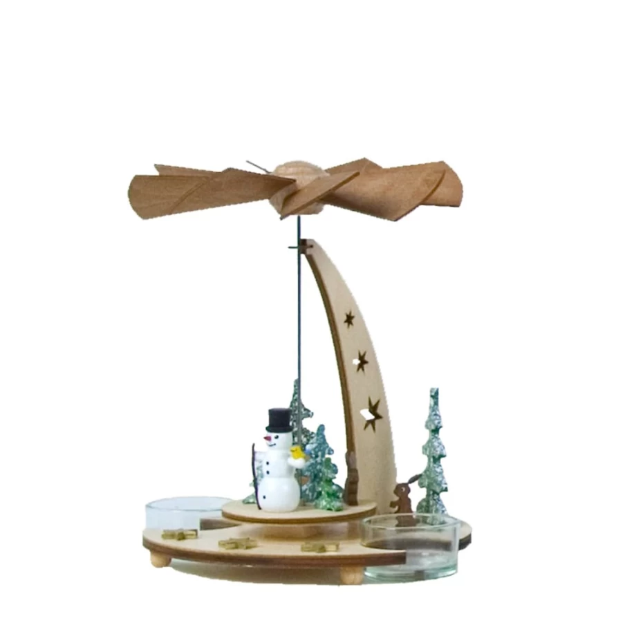 Käthe Wohlfahrt Tealight Pyramid "Snowman" - Decorative Christmas Candle Holder