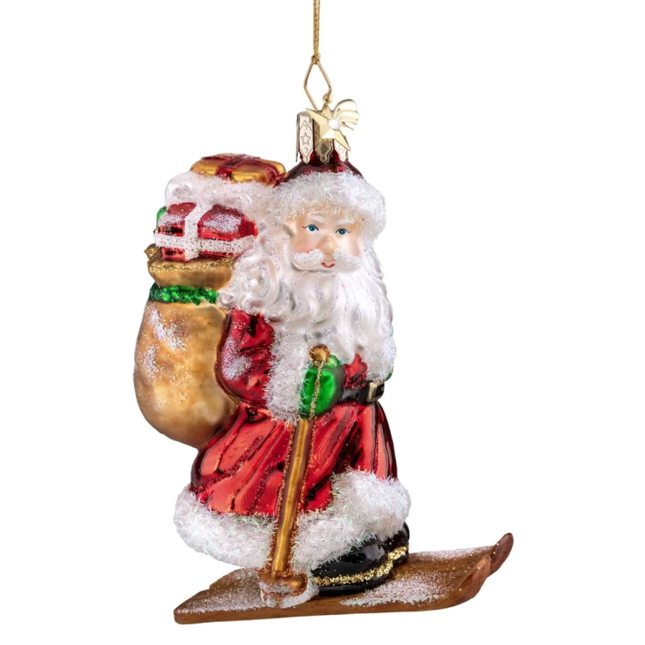 "Poesie in Glas Skiing Santa Claus Christmas Decoration – Festive Holiday Figurine"