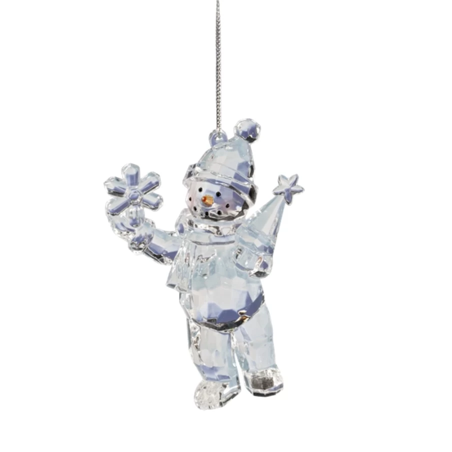 "Käthe Wohlfahrt Acrylic Snowman Ornament with Snowflake Design – Handcrafted Christmas Decoration"