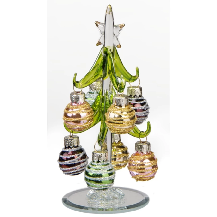 "Käthe Wohlfahrt Golden Baubles Green Glass Christmas Tree – Handcrafted Holiday Decoration"