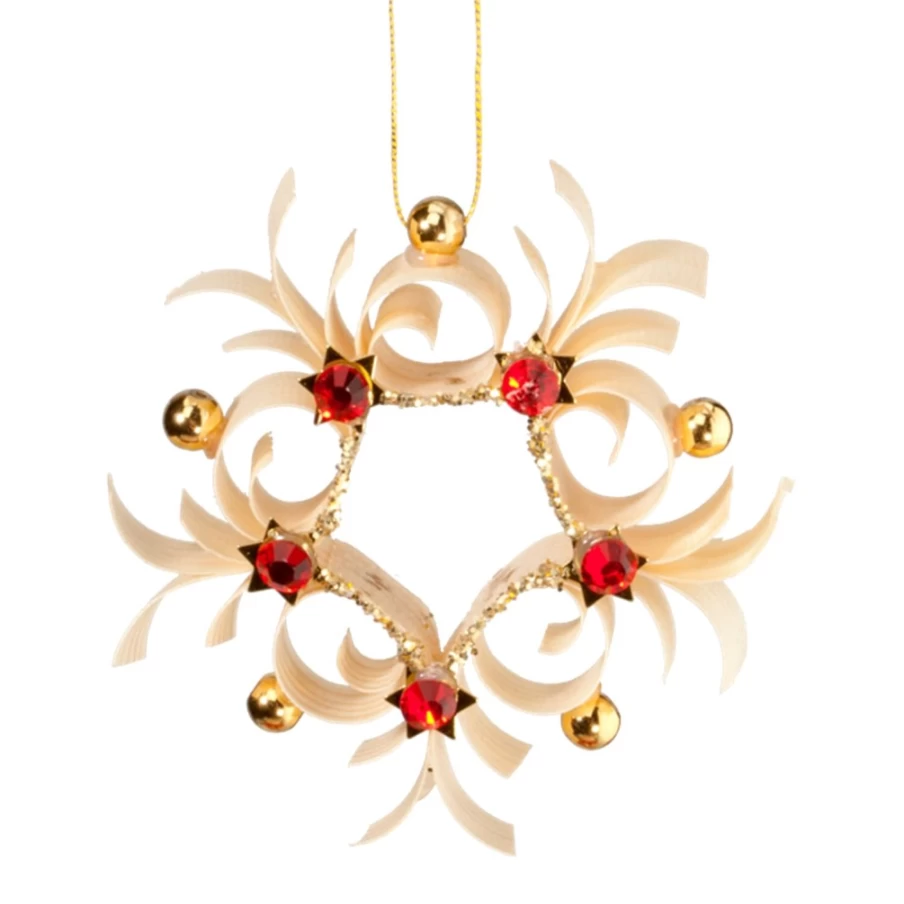 "Käthe Wohlfahrt Star Ornament with Red Gemstones – Handcrafted Christmas Decoration"