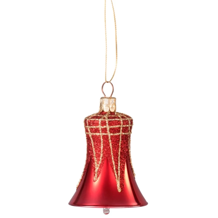 "Käthe Wohlfahrt Bell Red with Glitter Roof - Festive Christmas Decoration"