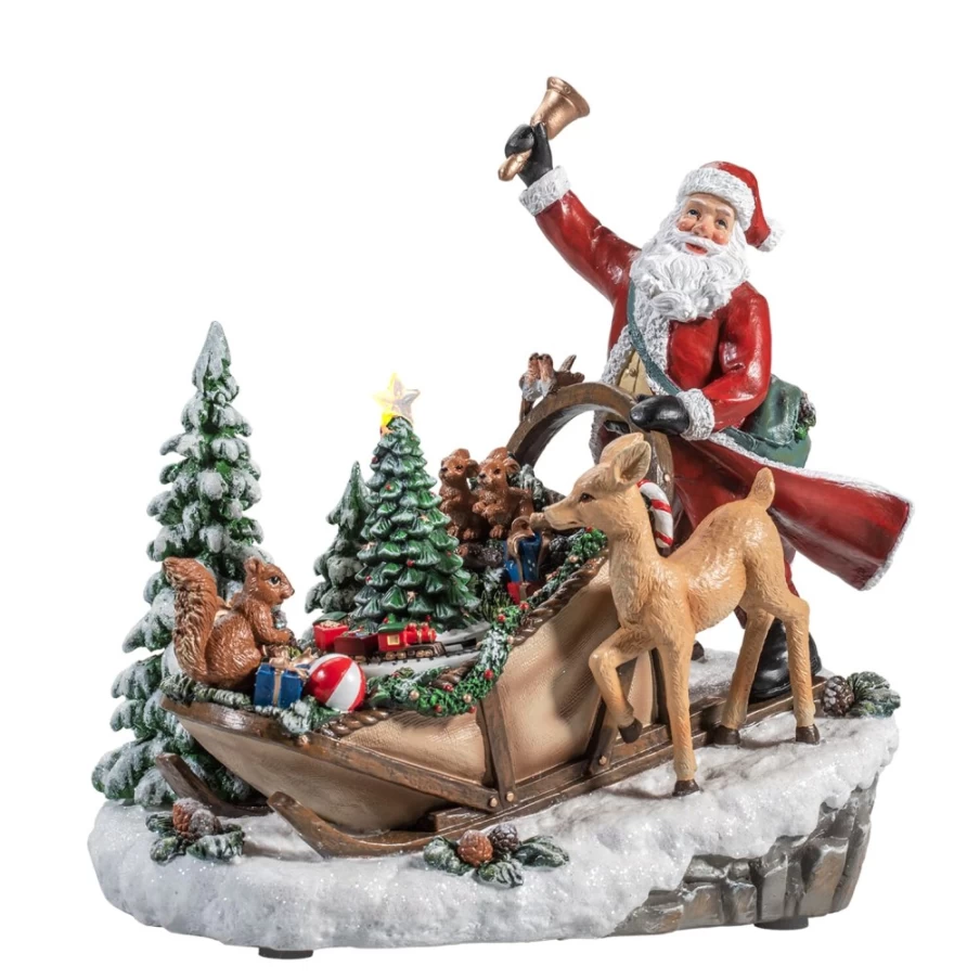 "Käthe Wohlfahrt Musical Sleigh with Animal Figures - Handcrafted Christmas Music Box"