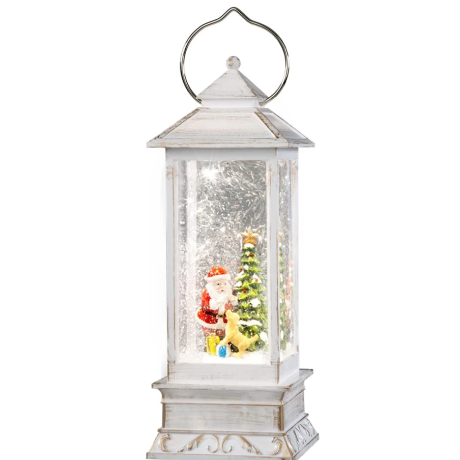 KONSTSMIDE 27.5Cm LED Snow Lantern "Santa With Dog" Outdoor Christmas Decoration